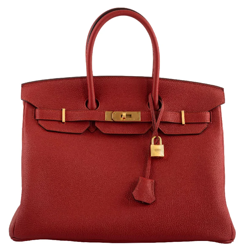 Hermès Birkin 35 HSS Rouge Vif Togo Brushed Gold Hardware - 2020, Y