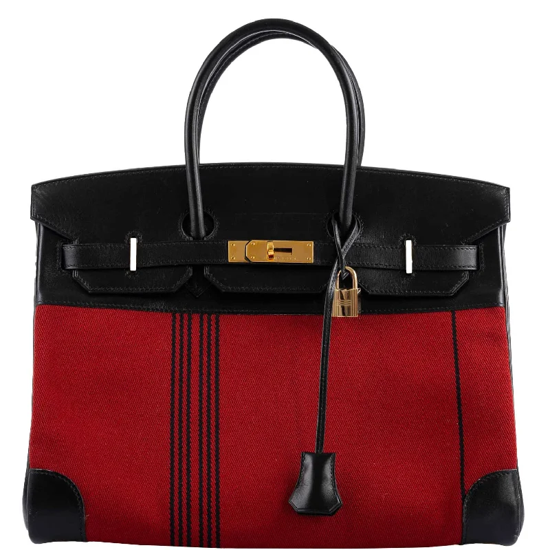 Hermès Birkin 35 Red Potamos Canvas & Black Box with Gold Hardware - 2006, J Square