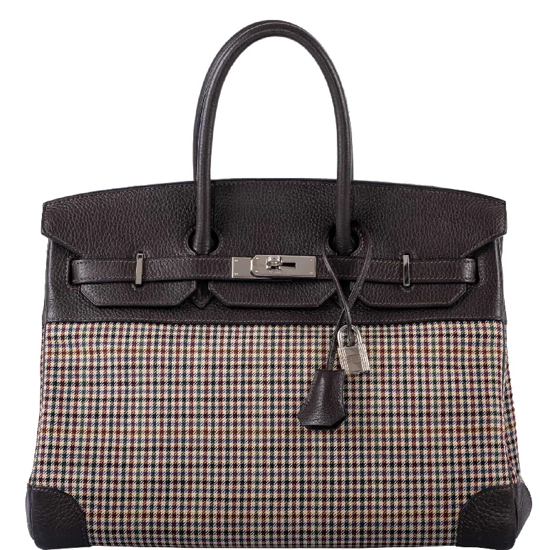 Hermès Birkin 35 Togo And Plaid Wool Lainage Palladium Hardware -Runway Bag