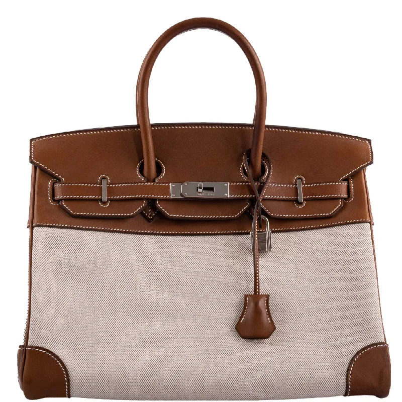 Hermès Birkin 35 Toile & Barenia with Palladium Hardware - 2009, M Square