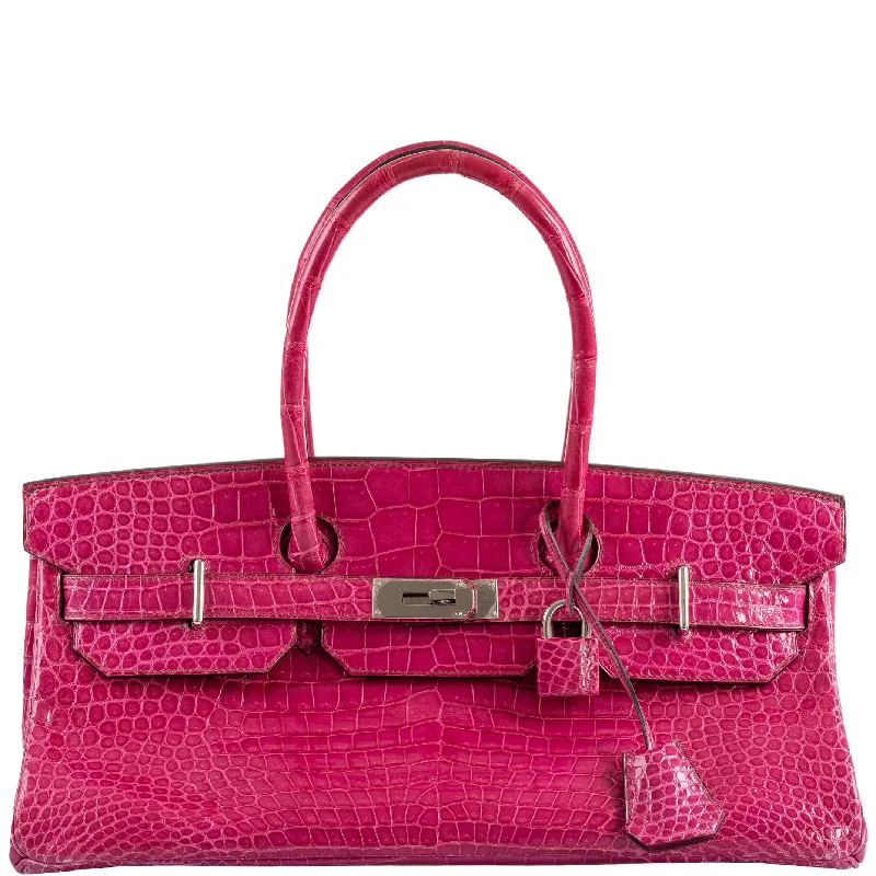 Hermès Shoulder Birkin 42 JPG Fuchsia Porosus Crocodile Palladium Hardware