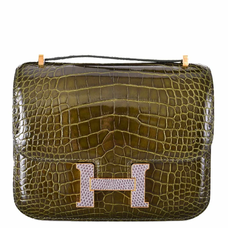 Hermès Constance 18 Alligator Vert Veronese Lizard Gold Hardware