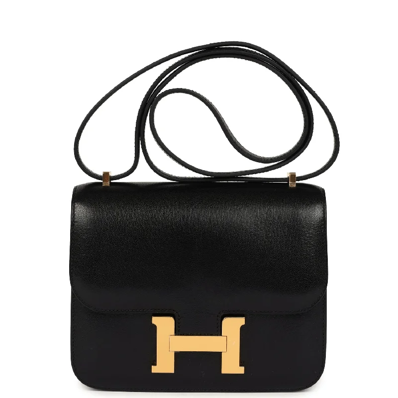 Hermes Constance 18 Black Chevre Chamkila Gold Hardware