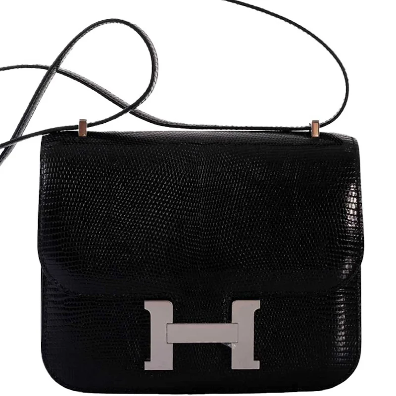 Hermès Constance 18 Black Salvator Lizard Palladium Hardware