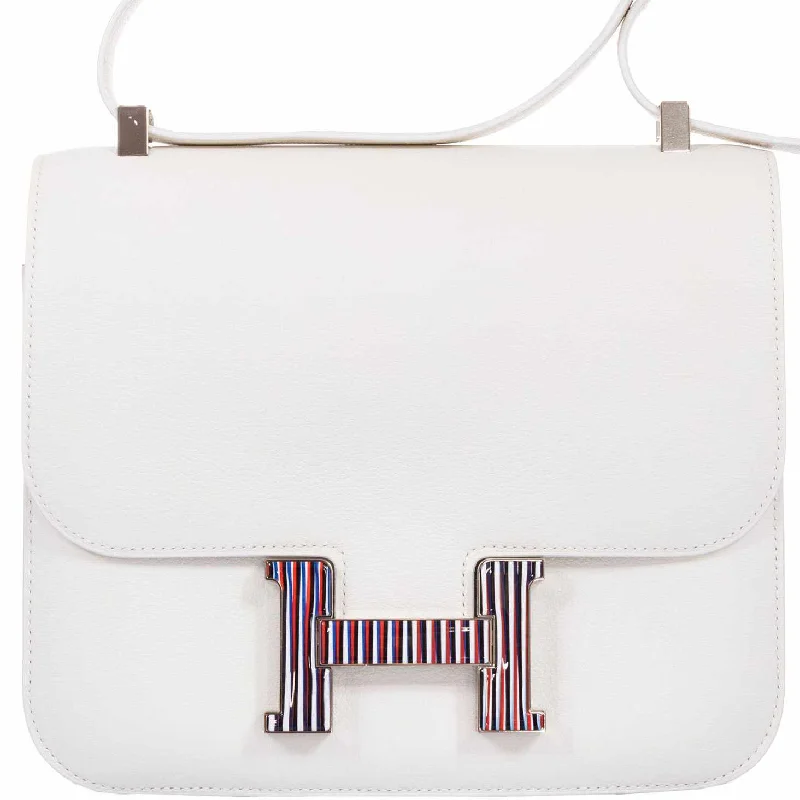 Hermès Constance 24 White Evercolor Multi Color Enamel Palladium Buckle