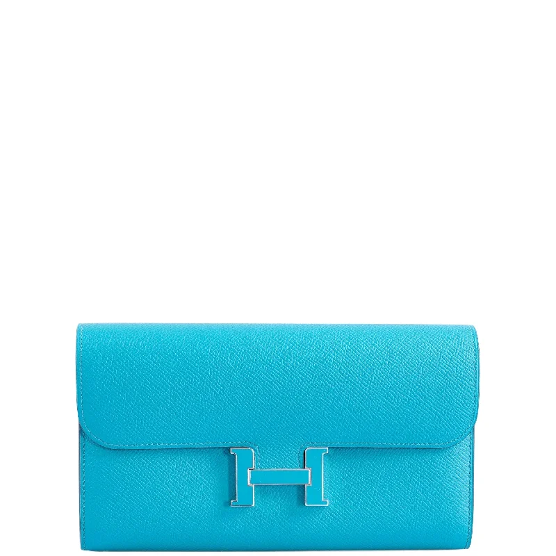 Hermès Constance Long Wallet Blue Paon Epsom Gold Hardware