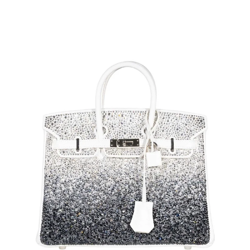 Vintage Hermès Custom Swarovski Crystal Birkin 25 White Epsom Palladium