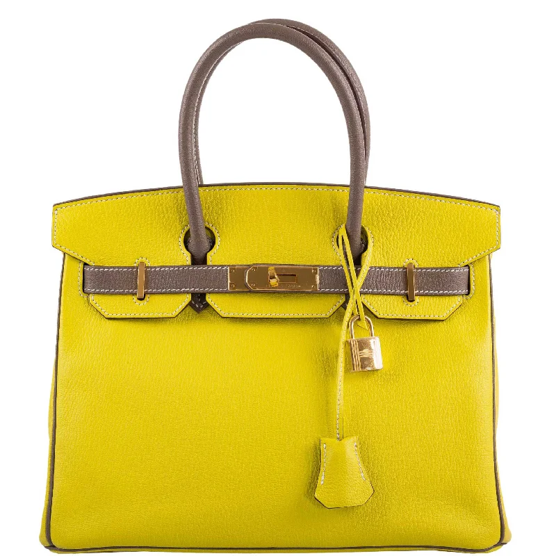 Hermès HSS Birkin 30 Lime and Etoupe Chevre Gold Hardware, 2013