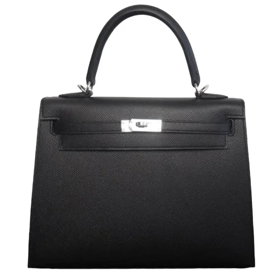 Hermès Kelly 25 Black Epsom Palladium Hardware