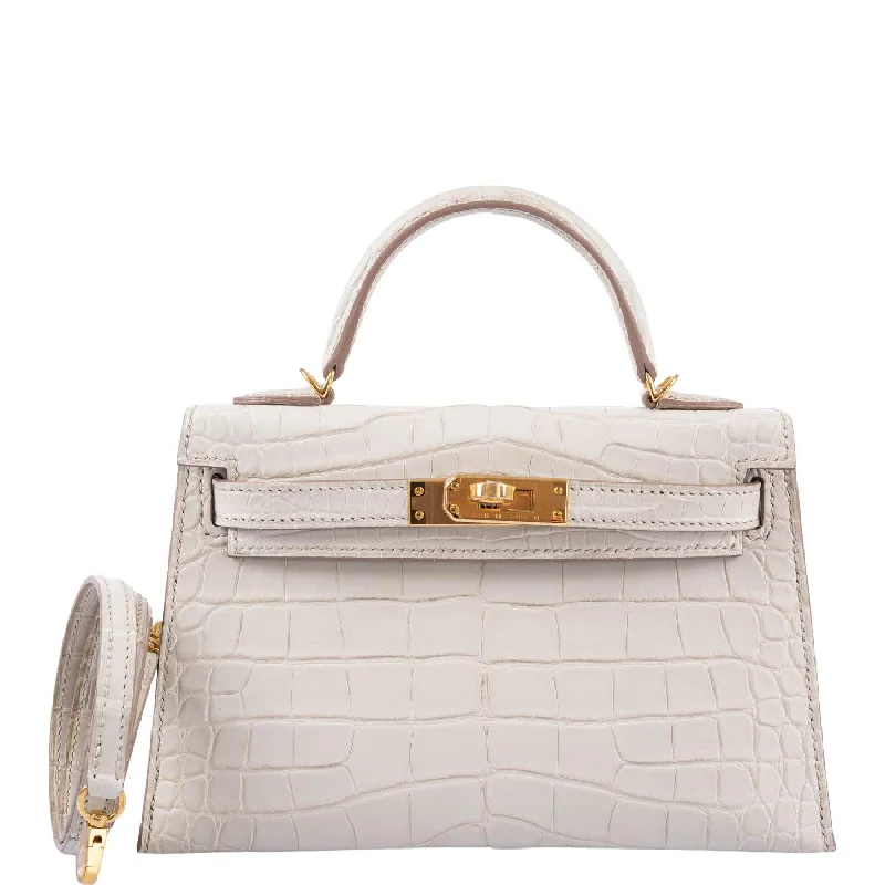 Hermès Kelly 20 Mini II Sellier Beton Matte Alligator with Gold Hardware