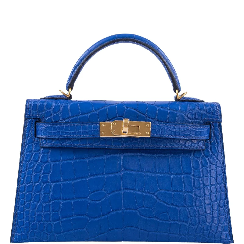 Hermès Kelly 20 Mini II Sellier Blue Royal Matte Alligator Gold Hardware