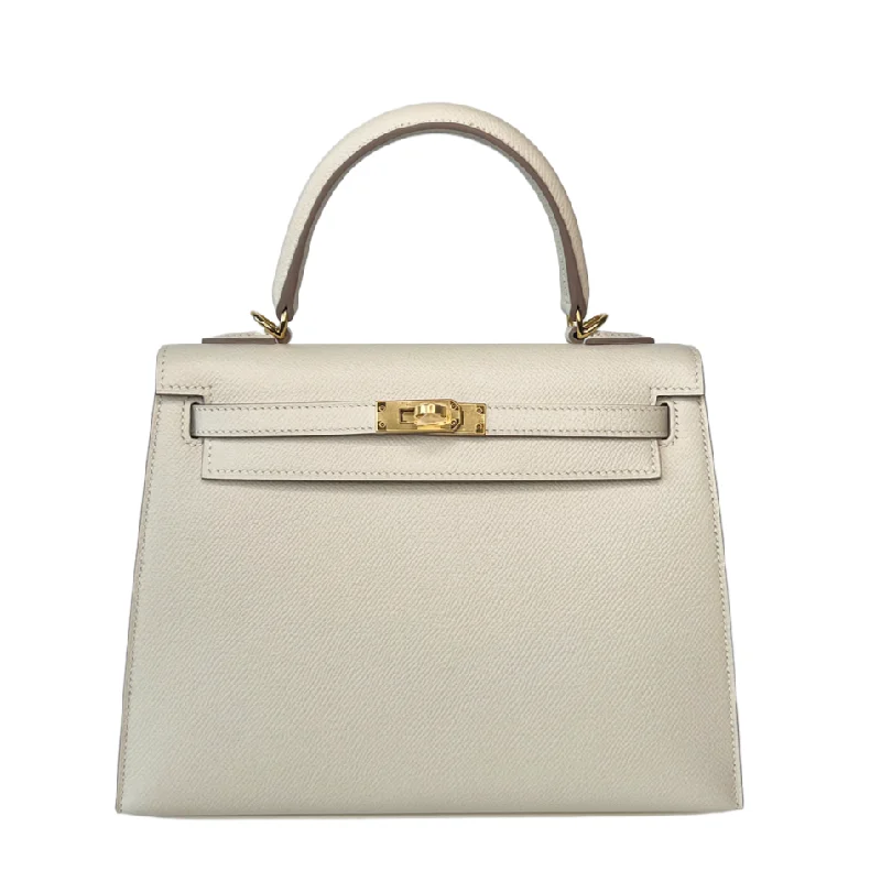 Hermes Kelly 25 Craie Epsom Gold Hardware