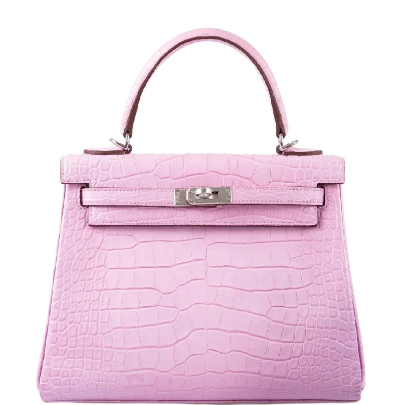 Hermès Kelly 25 Retourne Matte 5P Bubblegum Pink Alligator Palladium Hardware