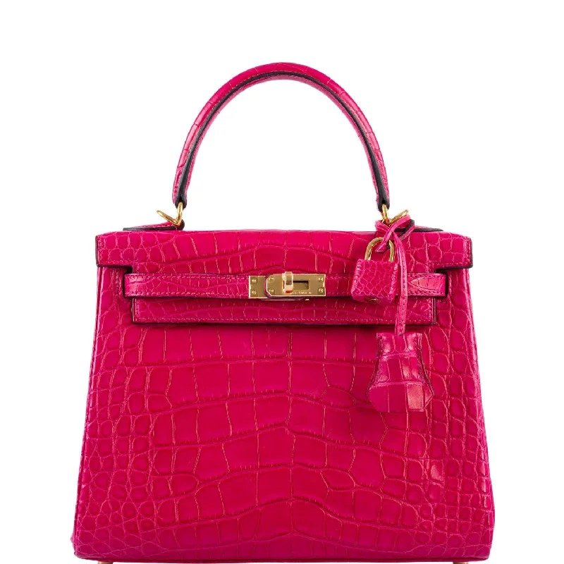 Hermès Kelly 25 Retourne Framboise Matte Alligator Gold Hardware