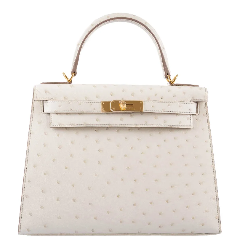 Hermès Kelly 28 Sellier Beton Ostrich with Gold Hardware - 2021, Z