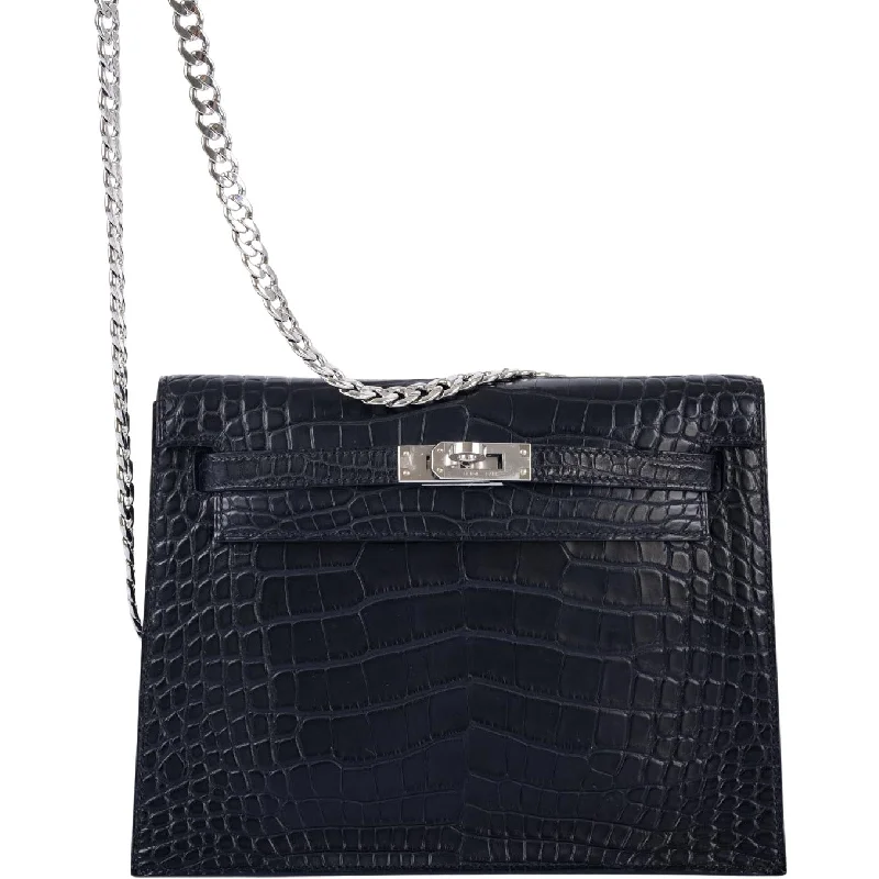 Hermès Kelly Danse II Matte Black Alligator with Palladium Hardware