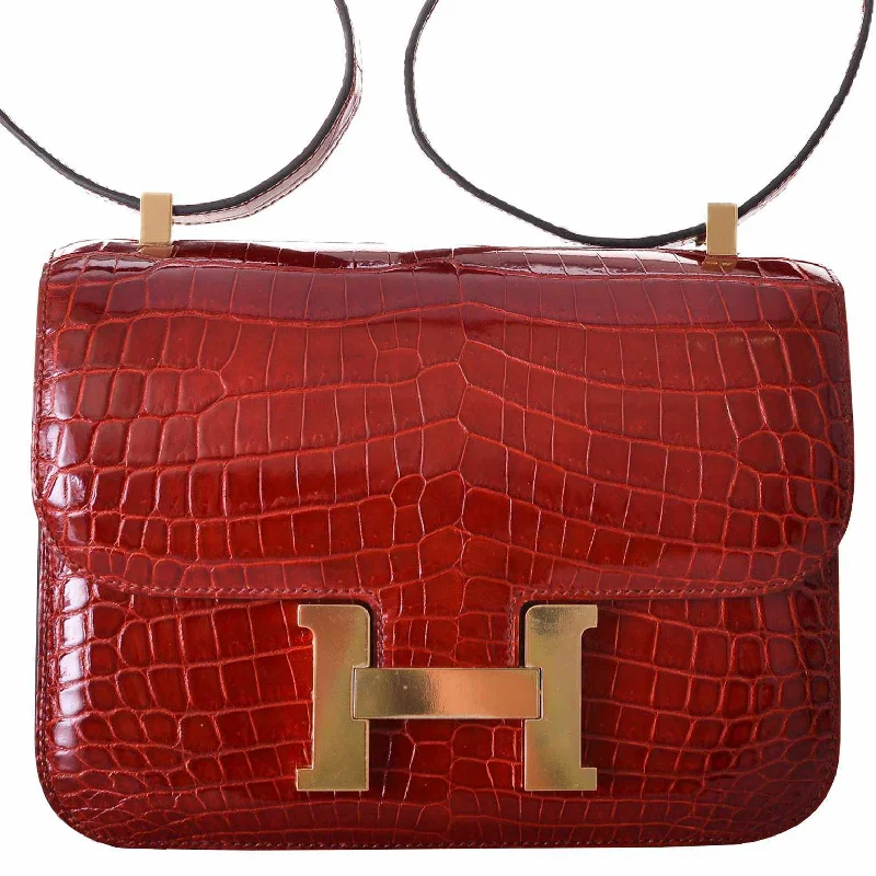 Hermès Constance 24 Rouge H Niloticus Crocodile Gold Hardware