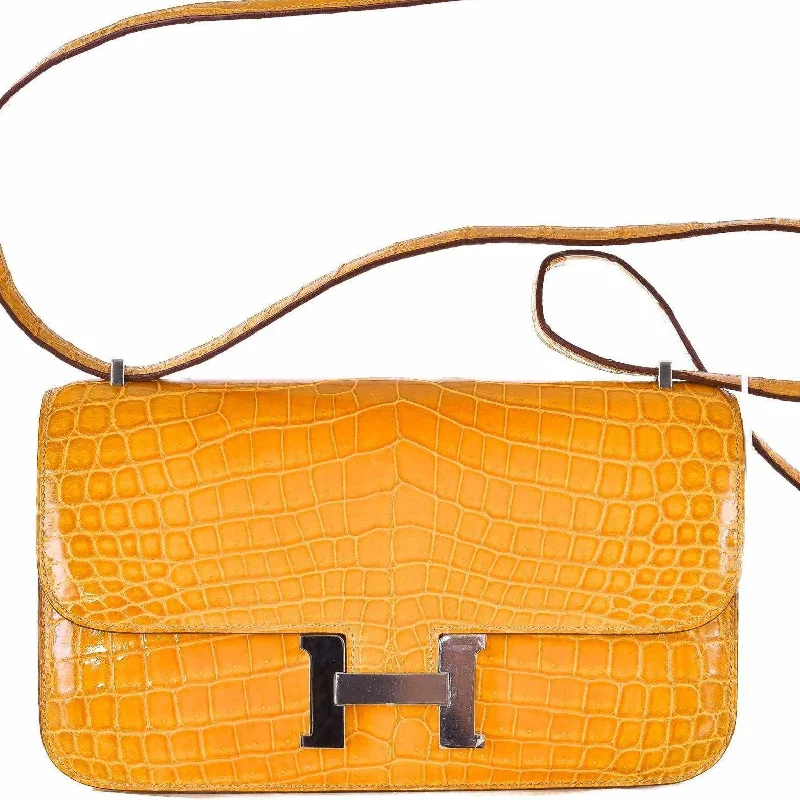 Hermès Constance Elan Saffron Shiny Nilo Crocodile Palladium Hardware