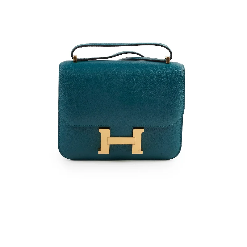 Hermes Mini Constance Vert Bosphore GHW D Stamp