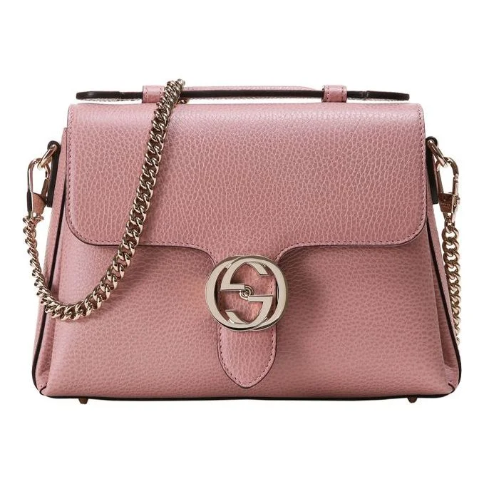 (WMNS) Gucci Silver Label Double G Leather Messenger Bag Chain Pink Candy HandBag 510302-CAO0G-5806